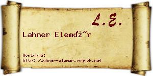 Lahner Elemér névjegykártya